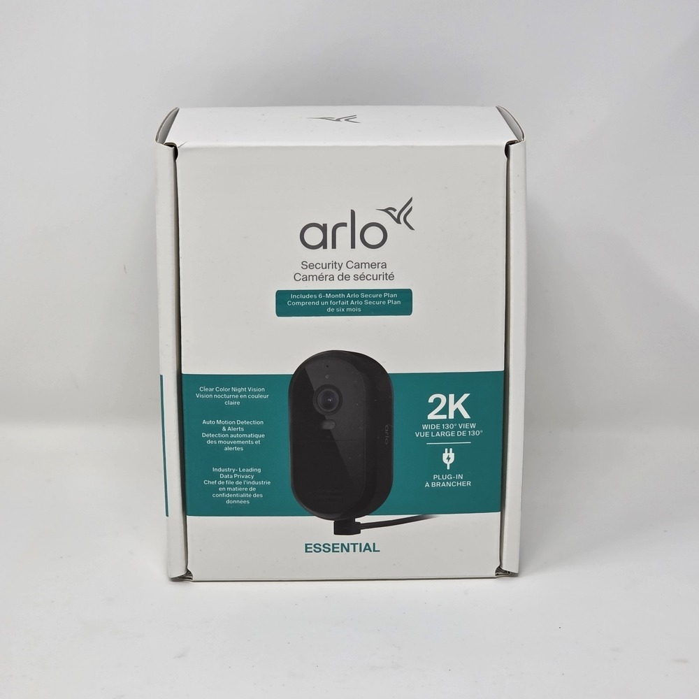 Arlo Essential 2025 Wired Security Camera 2K HDR Outdoor Black Home Monitoring